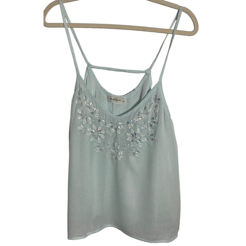 Ambercrombie & Fitch Y2k Women's Size L Pale Mint Green Embellished Camisole